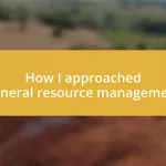 How I approached mineral resource management