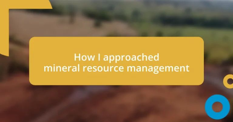 How I approached mineral resource management