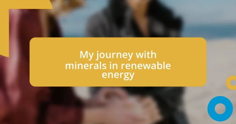 My journey with minerals in renewable energy