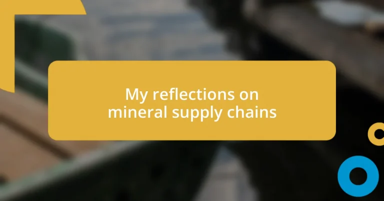 My reflections on mineral supply chains
