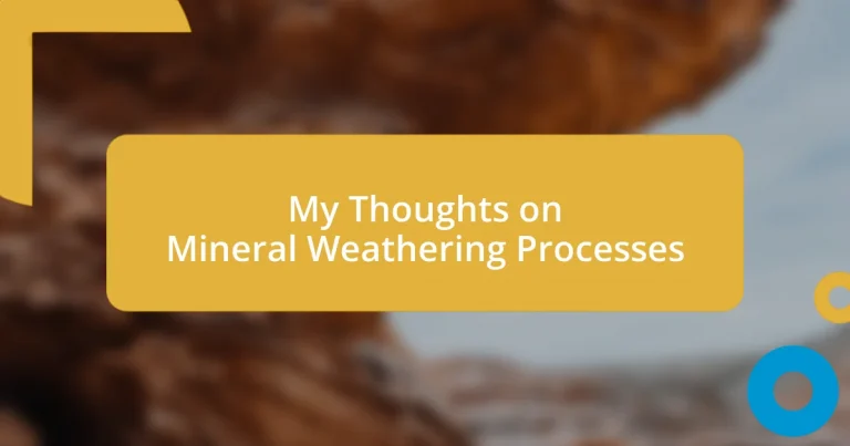 My Thoughts on Mineral Weathering Processes