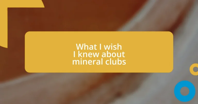 What I wish I knew about mineral clubs