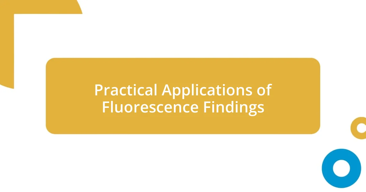 Practical Applications of Fluorescence Findings